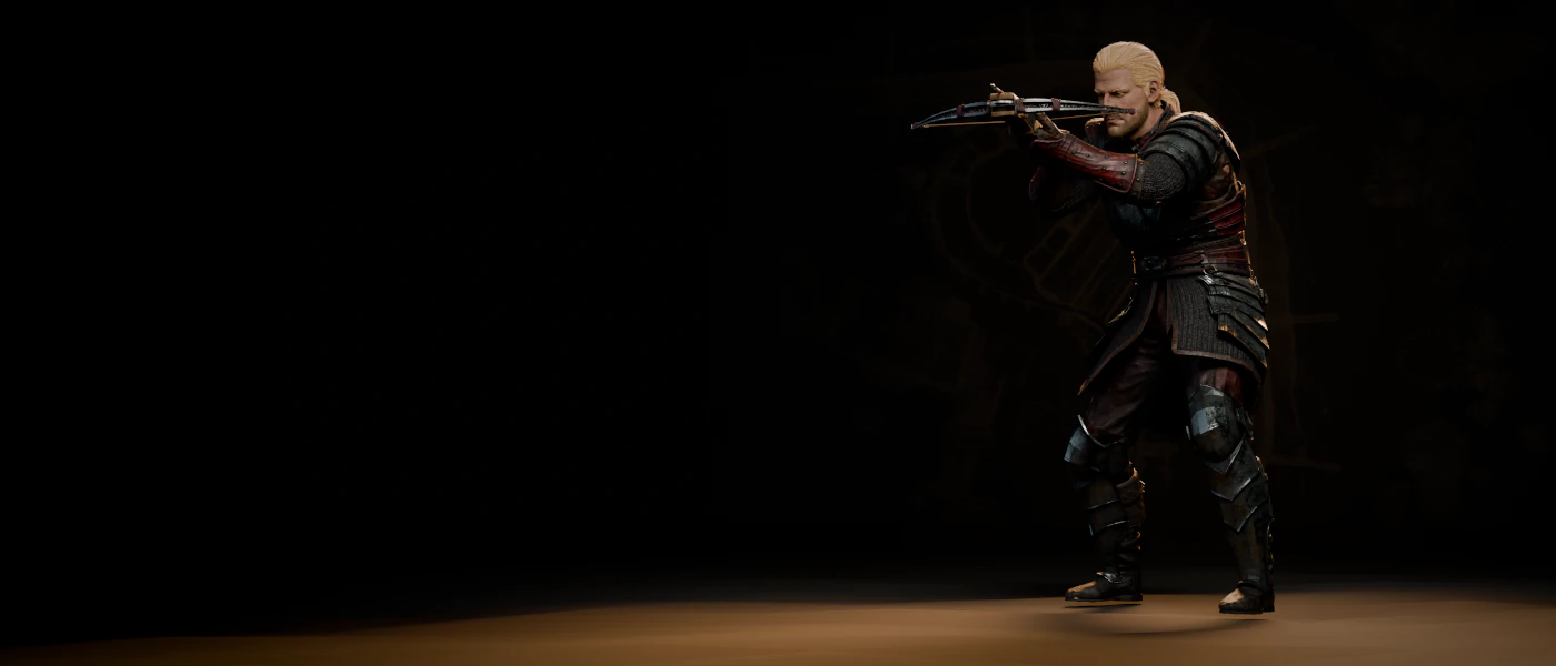 Der Gardist legt die Schwere Armbrust an und zielt, Gothic 1 Remake