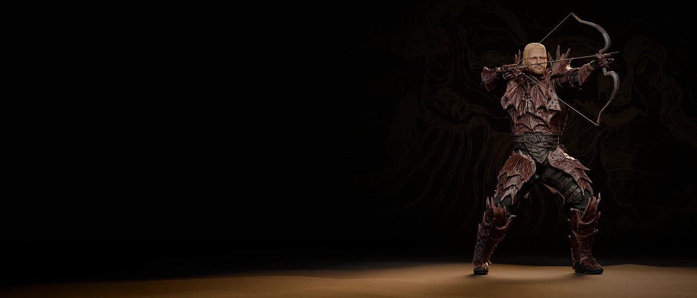 Der Jäger spannt den Todbringer, in der Crawler-Plattenrüstung, Gothic 1 Remake