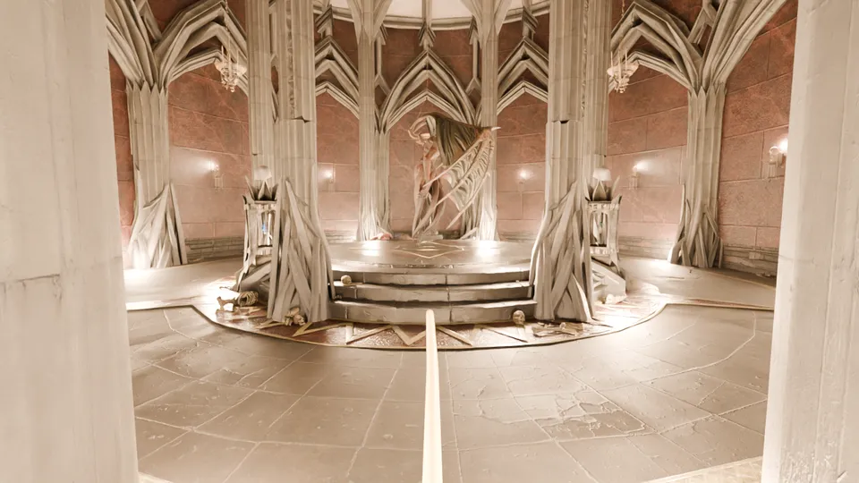 Oben an der Treppe: in die Dämonenhalle
